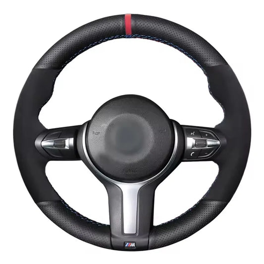 Suede Carbon Fiber Car Steering Wheel Cover For BMW