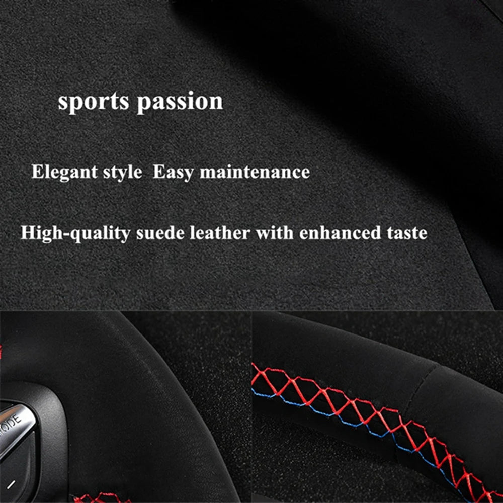 Suede Carbon Fiber Car Steering Wheel Cover For BMW