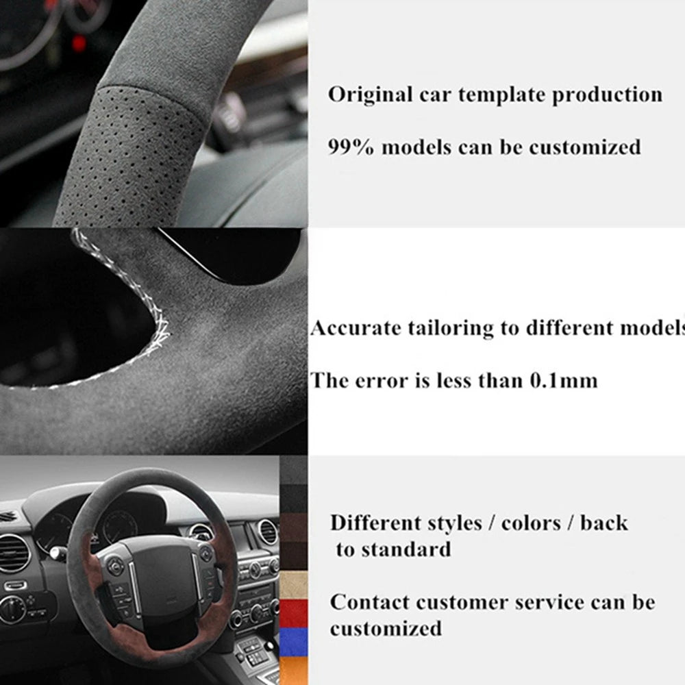 Suede Carbon Fiber Car Steering Wheel Cover For BMW