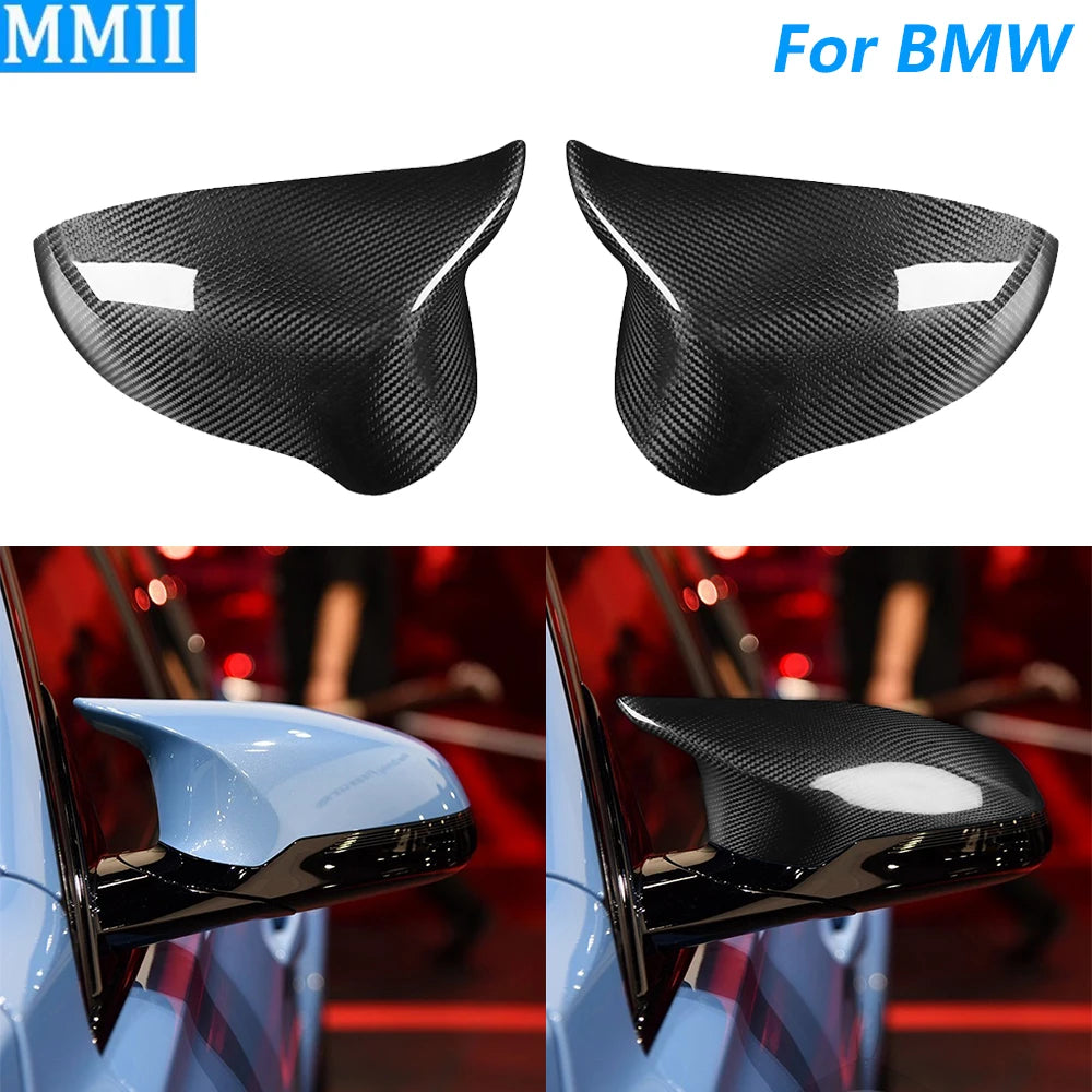 100% Real Dry Carbon Fiber Rearview Mirror Cover Panel For BMW