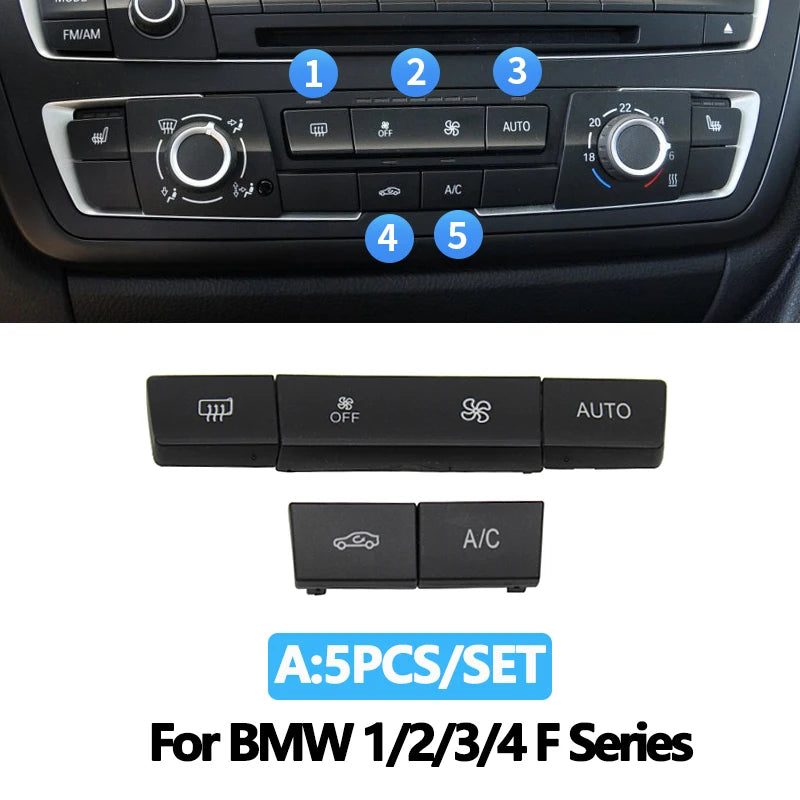 Dashboard Air Condition AC Button Key Cap Repair Kit for BMW